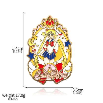 Vibrant sailor moon usagi enamel keychain with gold trim red bow and star moon background for cosplay jewelry