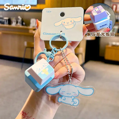Sanrio cinnamoroll light blue and white stress relief keychain with cube button light sound pendant for anxiety relief