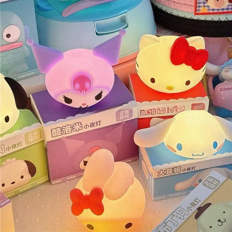 Pink and purple my melody silicone nightlight with glowing eyes sanrio cinnamoroll cute kids lamp