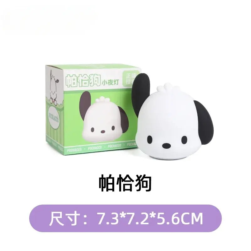 White and black plush pochacco silicone night light with soft rounded features kawaii led lamp by sanrio cinnamoroll