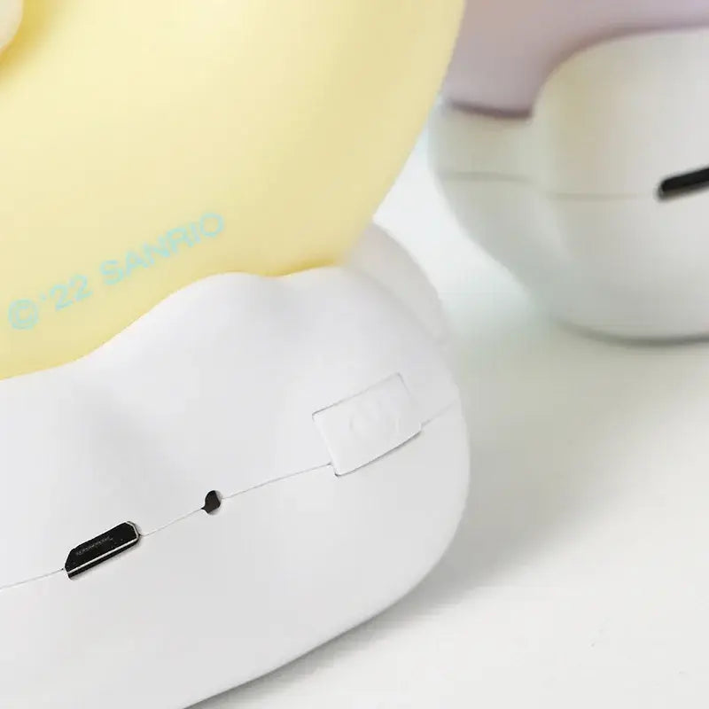 Yellow and white sanrio kuromi cinnamoroll crescent led night light with smooth plastic body for bedroom use