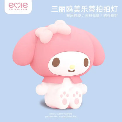 Pink my melody clap night light made of soft silicone with a white bow featuring an led lamp for gentle lighting