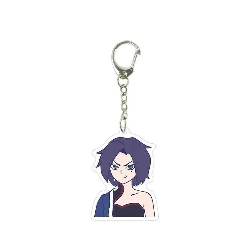 Purple-haired anime character killer seven acrylic keychain with silver metal clip and chain cute pendant