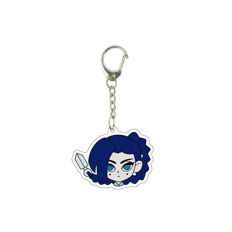 Blue-haired killer seven acrylic keychain with silver clip and chain cute pendant from scissor seven collection