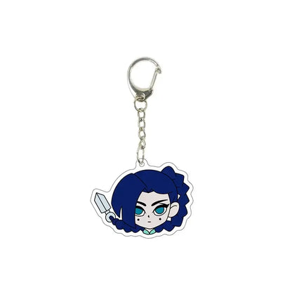 Blue-haired killer seven acrylic keychain with silver clip and chain cute pendant from scissor seven collection