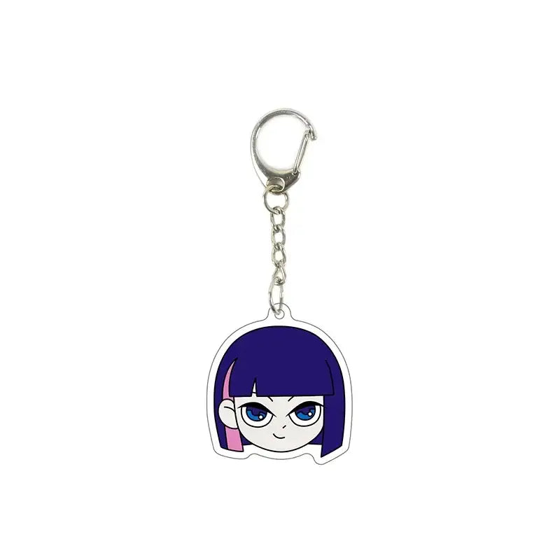 Purple-haired anime character killer seven acrylic keychain with silver metal clip and chain cute pendant accessory