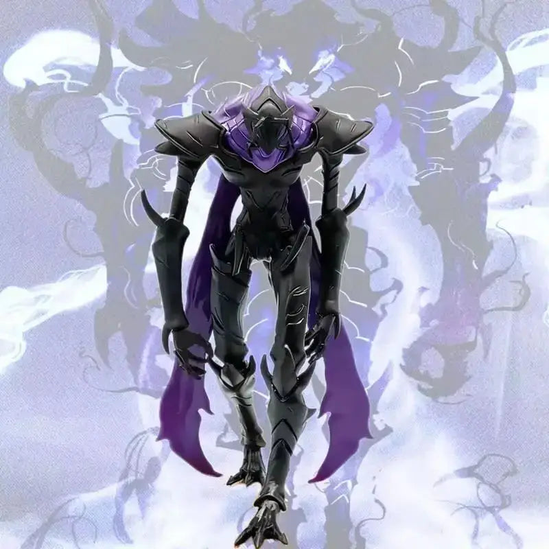 Solo leveling beru pvc statue featuring a menacing black and purple armored figure with clawed limbs and cape
