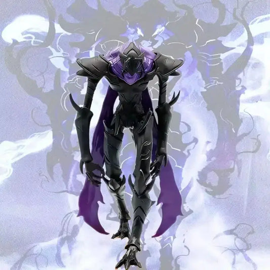 Solo leveling beru pvc statue featuring a menacing black and purple armored figure with clawed limbs and cape