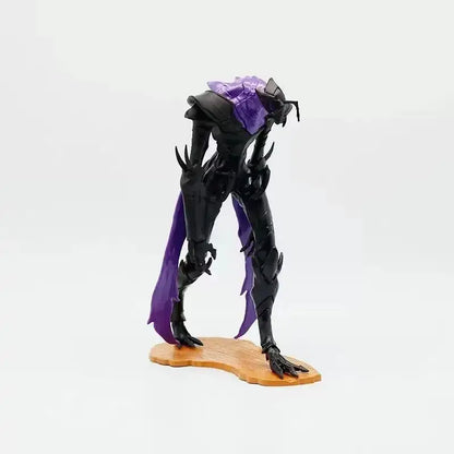 Black and purple solo leveling beru pvc statue featuring a spiky armored figure standing on a wooden base