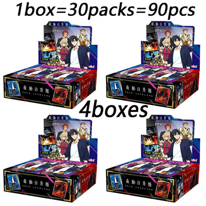 Four boxes of solo leveling character polaroid cards with 90 packs total from the mr ur ssr set for collectors