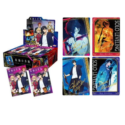 Solo leveling cheng xiaoyu polaroid card set with vibrant glossy anime trading cards in purple red blue and gold by bandai limited