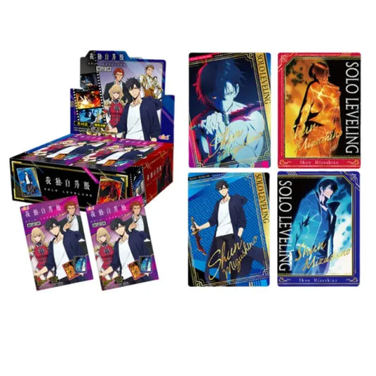 Solo leveling cheng xiaoyu polaroid card set with vibrant glossy anime trading cards in purple red blue and gold by bandai limited