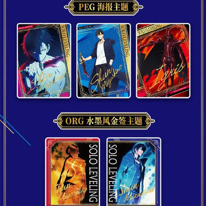 Set of five solo leveling cheng xiaoyu polaroid card set trading cards with vibrant artwork and gold foil accents