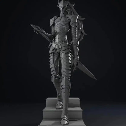 Solo leveling igris garage kit figure model featuring gray metallic fantasy warrior with intricate scale armor and sword