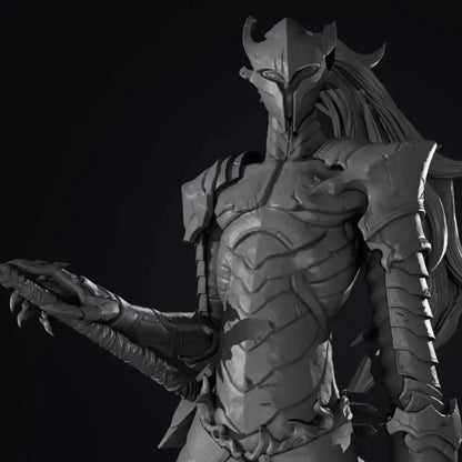 Monochrome unpainted solo leveling igris garage kit figure model with detailed segmented armor and horned helmet