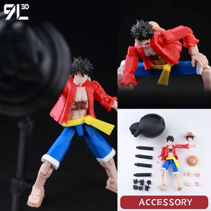 Red and blue 3d printed movable monkey d action figure from solo leveling jin-woo collection