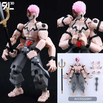 Solo leveling jin-woo action figure with pink hair black and red details gray pants 3d printed movable limbs