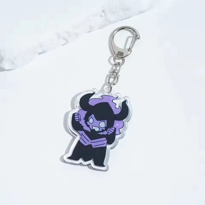 Purple and black solo leveling sung jin-woo acrylic keychain with silver metal clip for bag charm use