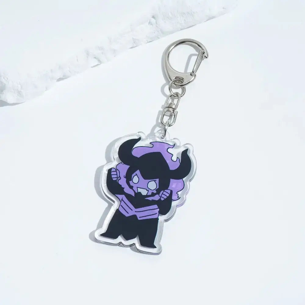 Solo leveling sung jin-woo purple and black acrylic keychain with silver metal clip bag pendant accessory
