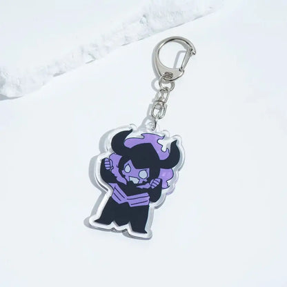 Solo leveling sung jin-woo purple and black acrylic keychain with silver metal clip bag pendant accessory