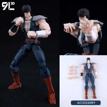 Solo leveling sung jin-woo 3d printed movable action figure with black hair blue vest white undershirt red boots