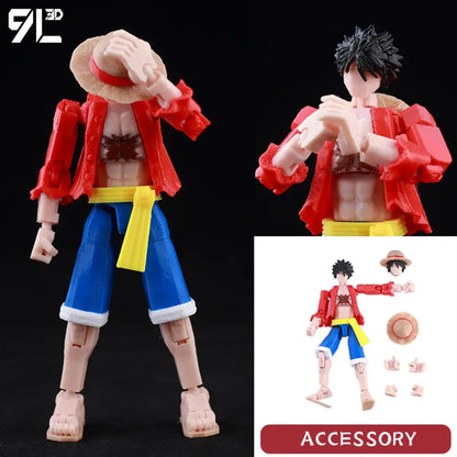 Red and blue articulated solo leveling sung 3d printed movable dummy action figure of monkey d for display and play