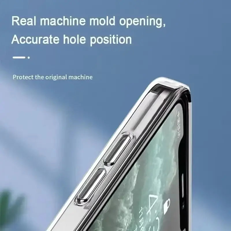 Clear shockproof silicone solo leveling sung jin-woo phone case with sleek silver frame and precise button cutouts back side