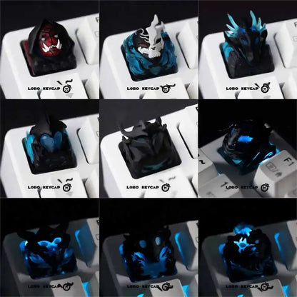 Solo leveling sung jin-woo esc keycap resin mechanical keyboard accessory with black and blue glowing fantasy designs