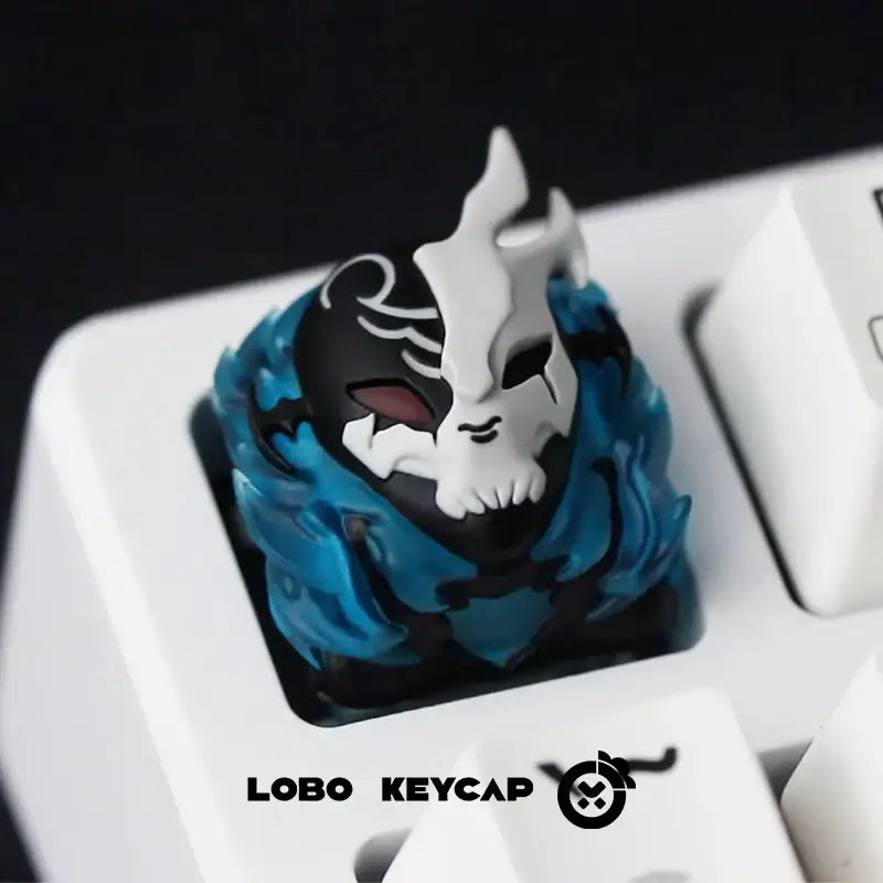 Black and white solo leveling sung jin-woo esc keycap with blue flame swirls made of resin replaceable design