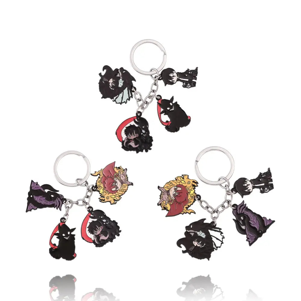 Solo leveling sung jin woo keychain featuring black and red short blade anime pendant with metallic chain for anime collection
