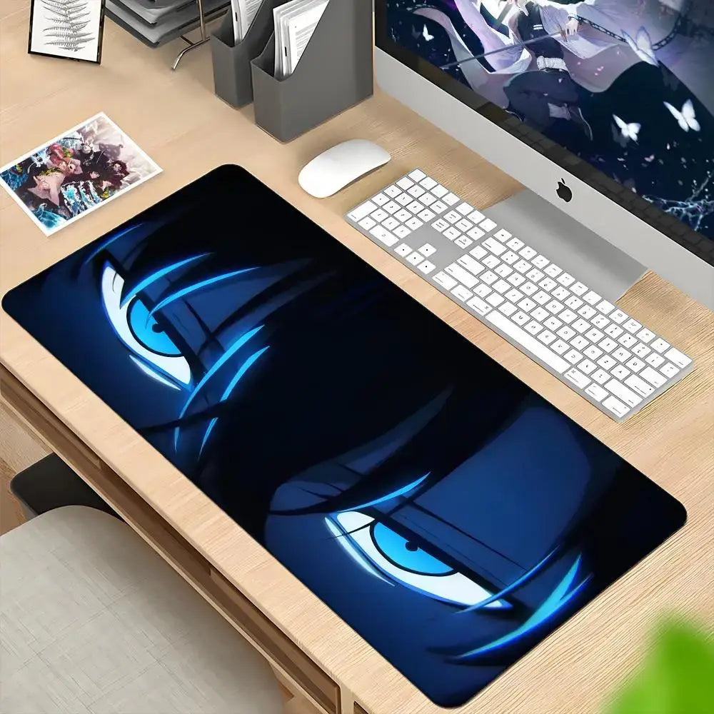 Blue anime eyes design mouse pad solo leveling sung jin-woo xxl 90x40cm for gaming and office use
