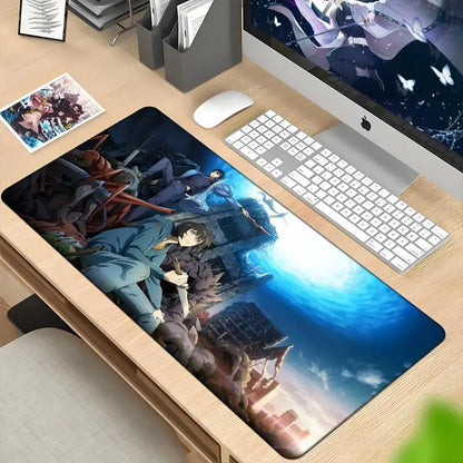 Blue solo leveling sung jin-woo mouse pad xxl 90x40cm with detailed anime artwork and glossy finish