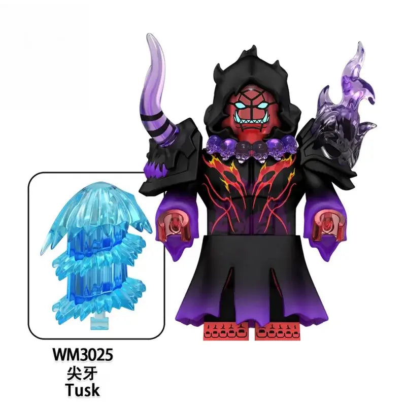 Solo leveling sung jin-woo high quality pvc figure with black purple armor glowing red face and fiery chest patterns