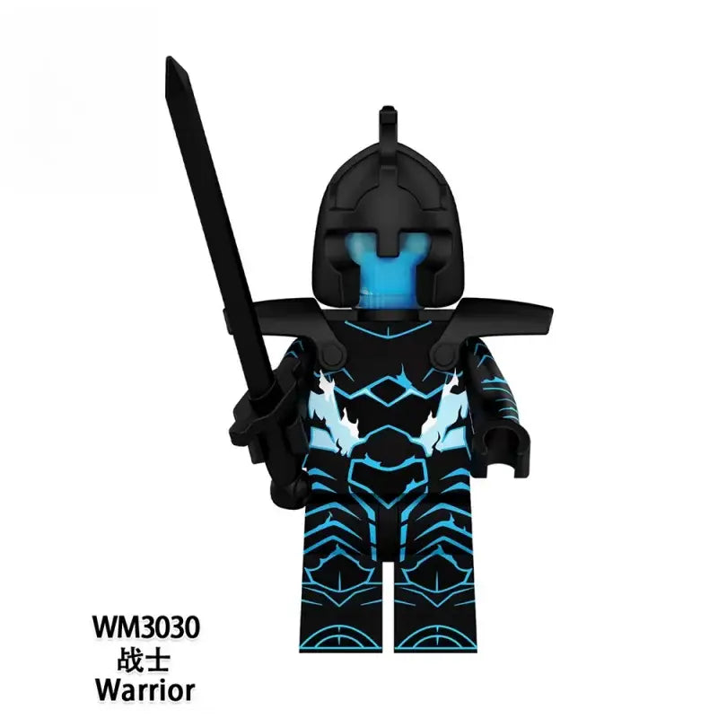 Solo leveling sung jin-woo pvc statue high quality model of black armored warrior with glowing blue lightning patterns and sword