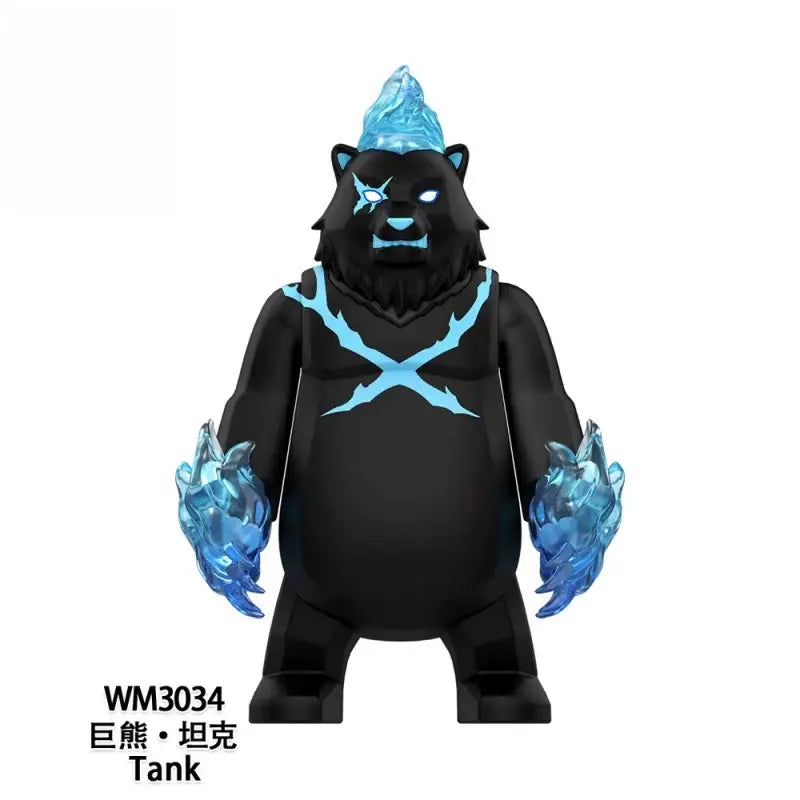 Solo leveling sung jin-woo pvc statue featuring black bear with translucent blue ice accents high quality model