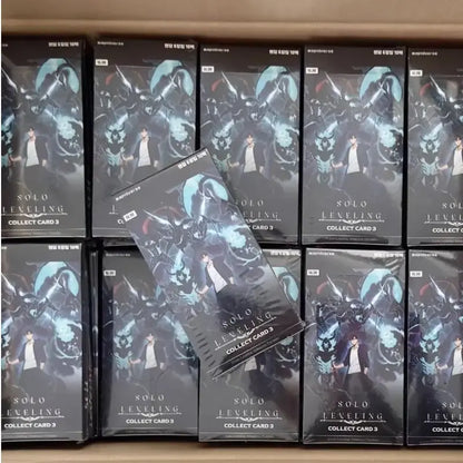 Black and teal solo level collect cards vol 3 trading card packs featuring anime artwork korean version