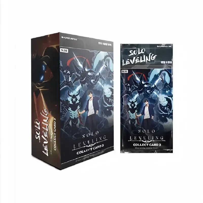 Black and dark blue solo level korean version collect cards vol 3 box featuring anime art with character and monsters