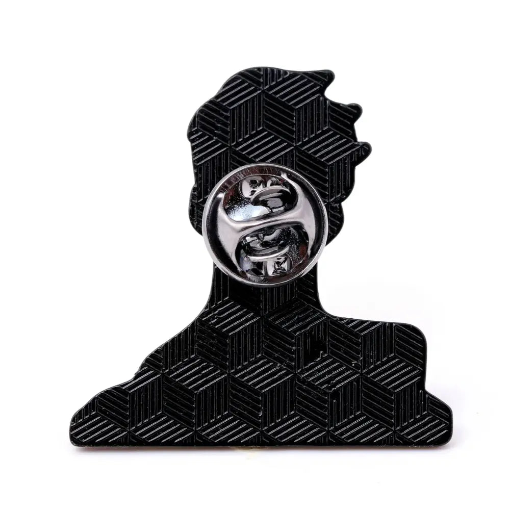 Black solo leveling sung jinwoo enamel pin with geometric cube texture and silver metal clasp lapel badge