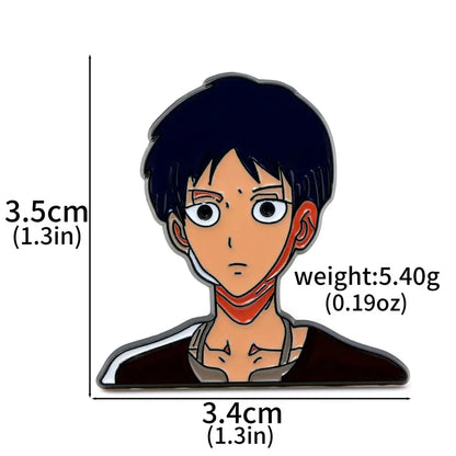 Solo leveling sung jinwoo enamel pin featuring black hair red bandana and dark clothing lapel badge accessory