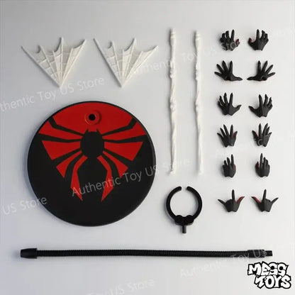 Black and red circular pvc base plate with stylized spider emblem for spider man doctor octopus action figure statue