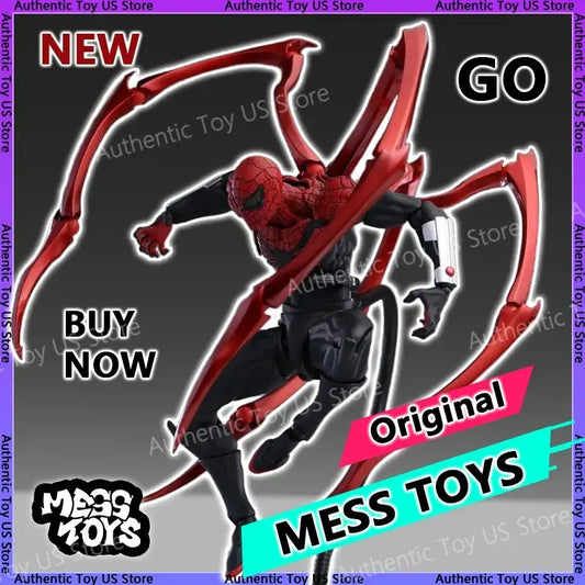 Red and black spider man doctor octopus action figure with articulated limbs and red web-like appendages pvc statue