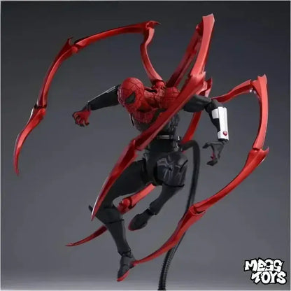 Red and black spider man action figure with red articulated spider limbs from doctor octopus superior spider man pvc figure