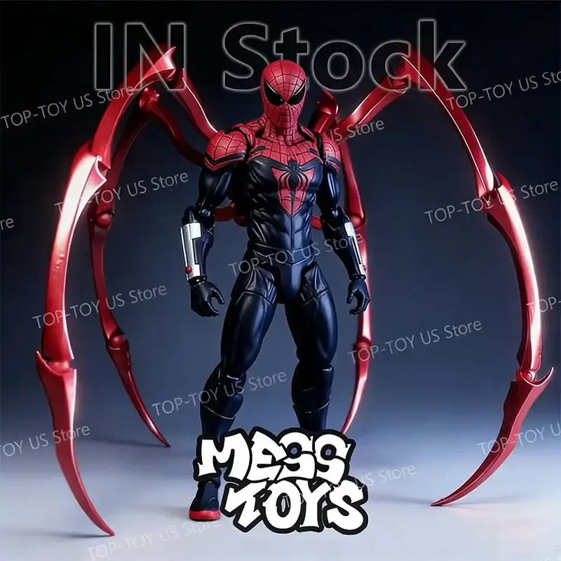 Spider-man superior spider-man pvc action figure with articulated limbs in red webbing and dark blue suit inspired by doctor octopus