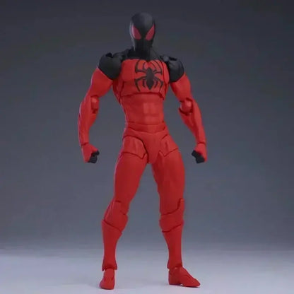 Spider-Man symbiote spider man pvc action figure with black suit muscular design glowing red eyes and spider emblem
