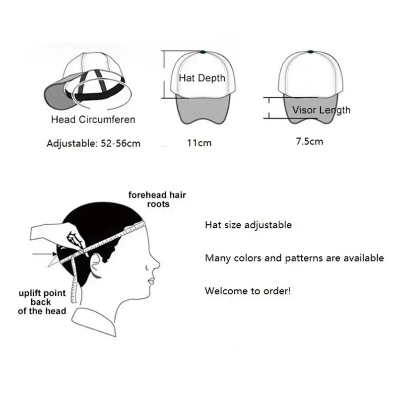 Sprunkis cartoon baseball cap breathable mesh kids hat in grayscale technical diagram with curved brim and structured crown