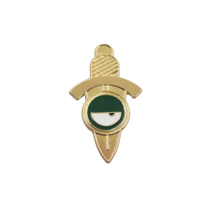 Gold-colored enamel yor forger dagger pin with green and white eye emblem spy x family alloy brooch