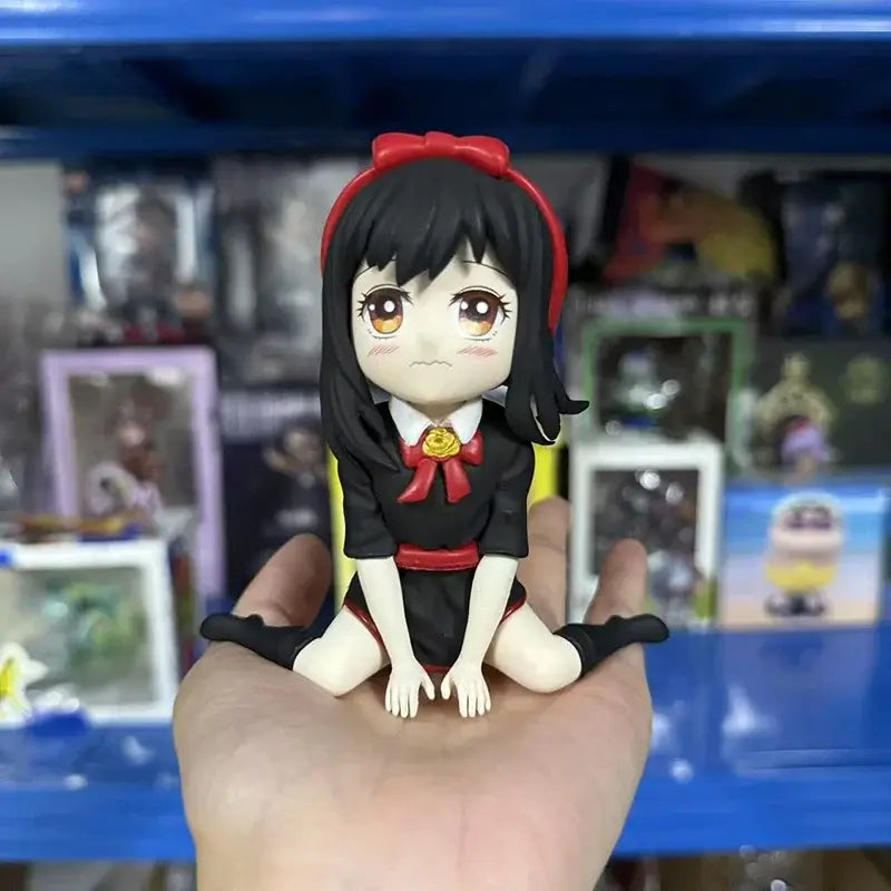 Spy x family yor forger chibi-style pvc figurine with red bow headband and gold-rimmed eyes for desktop display