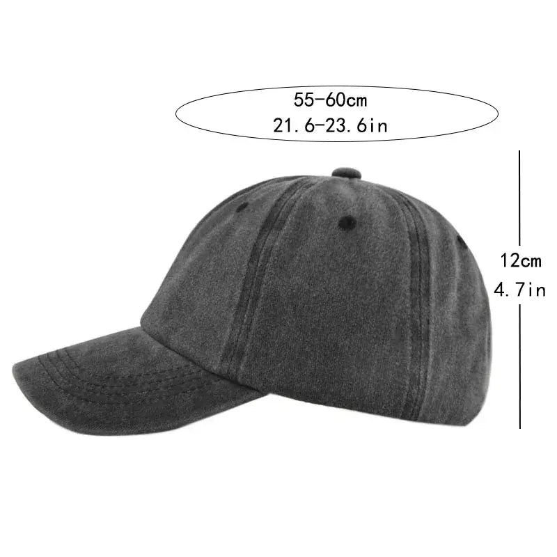Dark gray textured cotton baseball cap with curved brim and stitched panels breathable adjustable snapback design