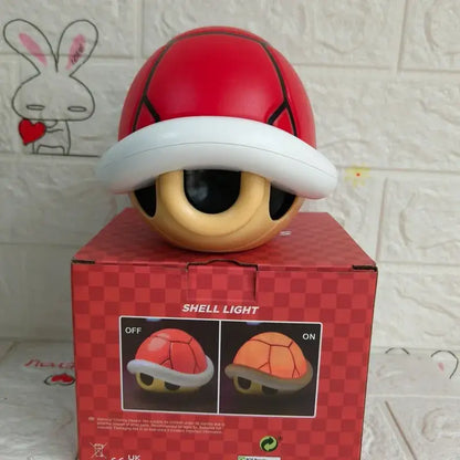 Super Mario Bros red and white shell-shaped LED lamp with cartoon face USB rechargeable illuminated decor item