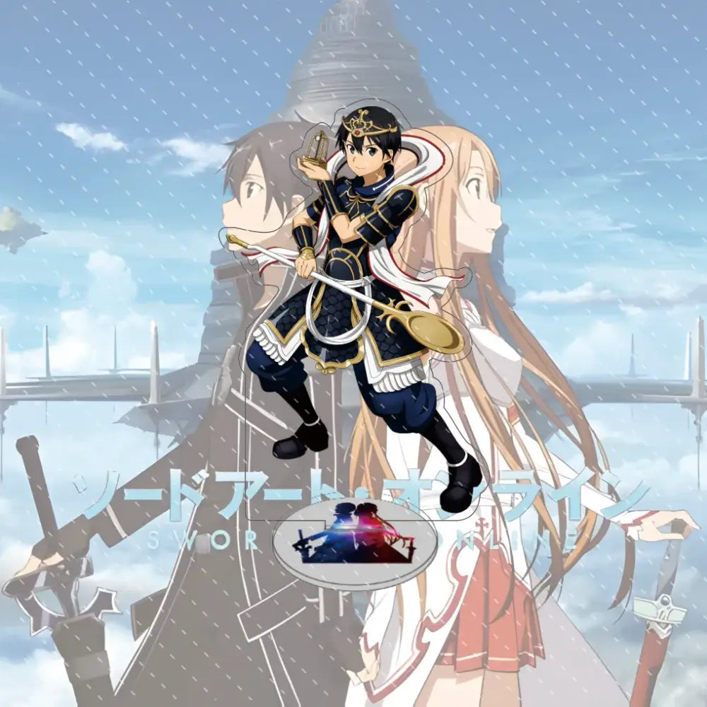 Black and gold armored sword art online Asuna acrylic stand featuring a detailed sword 15cm acrylic model